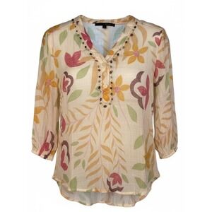Harvé Benard Beaded Floral Boho Peasant Blouse‎ – Size S